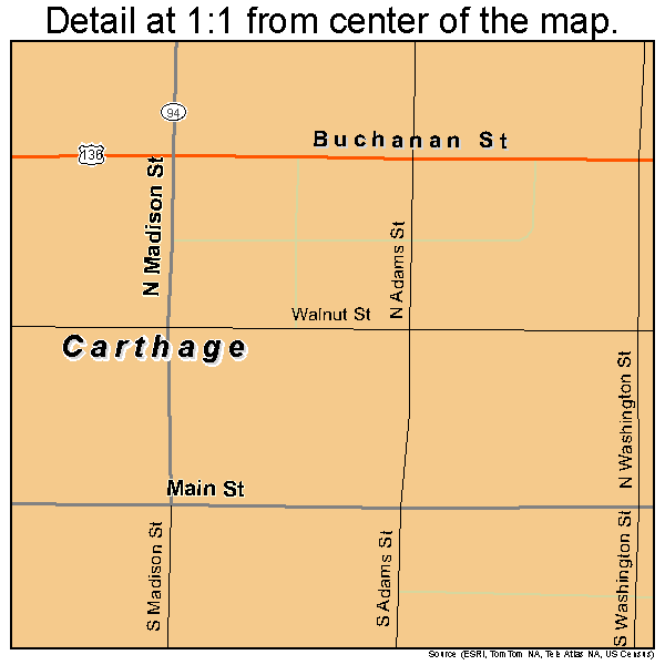 Carthage, Illinois road map detail