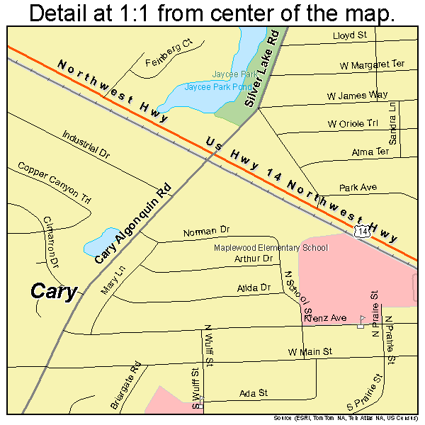 Cary, Illinois road map detail