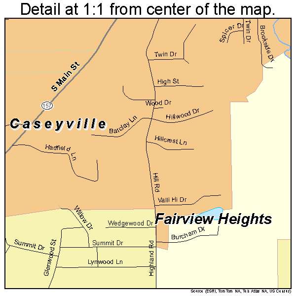 Caseyville, Illinois road map detail