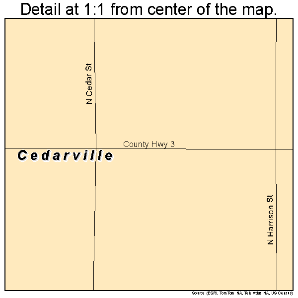 Cedarville, Illinois road map detail