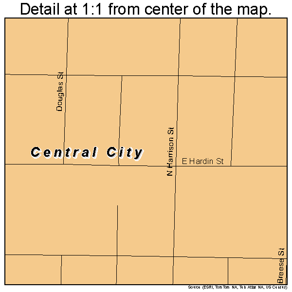 Central City, Illinois road map detail