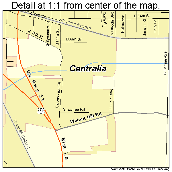 Centralia, Illinois road map detail