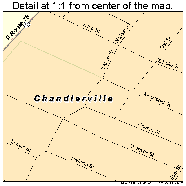 Chandlerville, Illinois road map detail