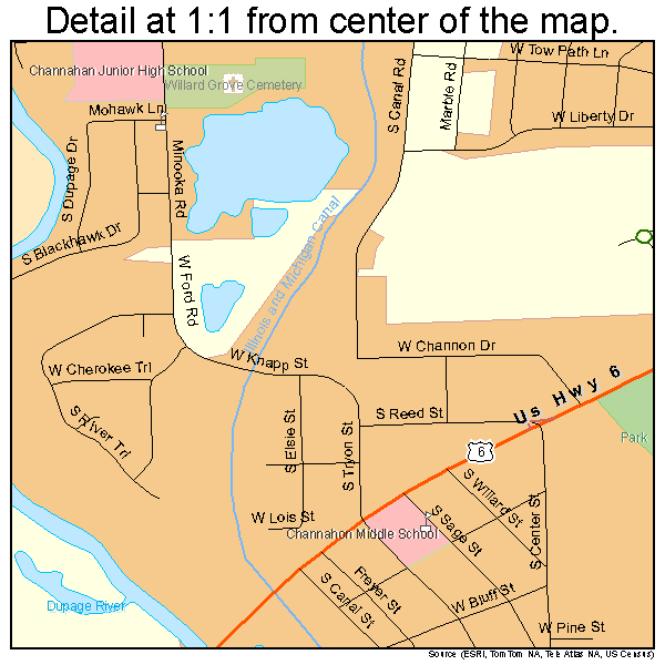 Channahon, Illinois road map detail