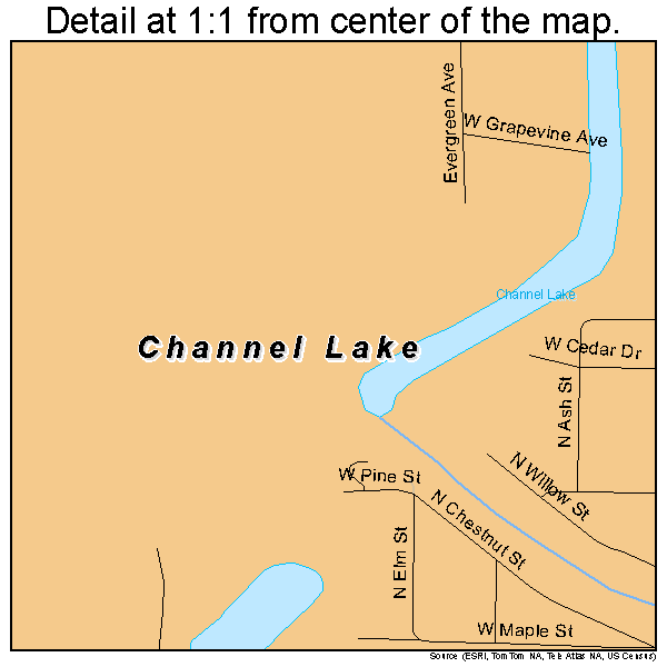 Channel Lake, Illinois road map detail