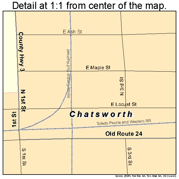 Chatsworth, Illinois road map detail