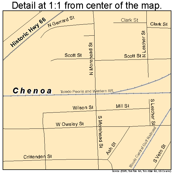 Chenoa, Illinois road map detail
