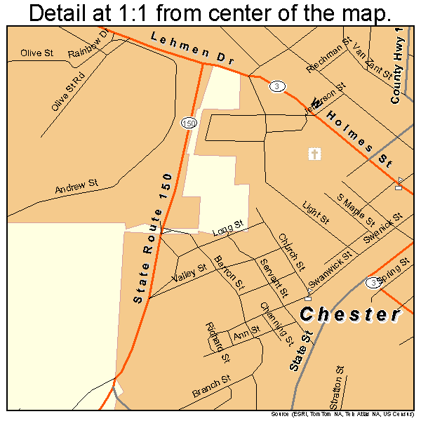 Chester, Illinois road map detail