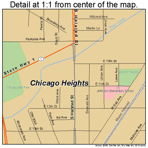 Chicago Heights, Illinois road map detail