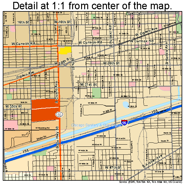 Chicago, Illinois road map detail