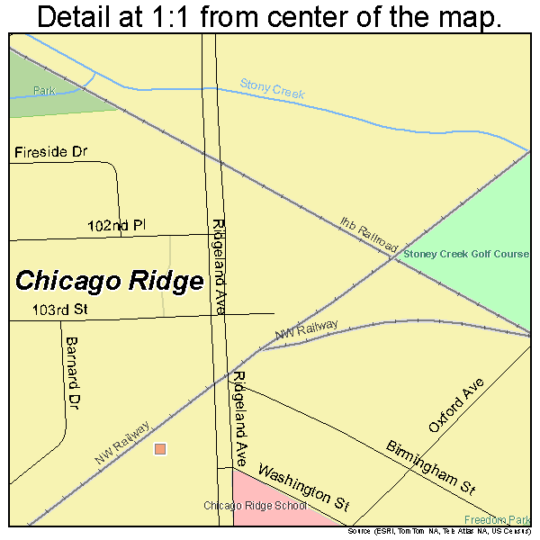 Chicago Ridge, Illinois road map detail