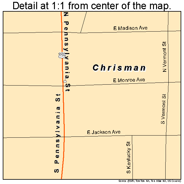 Chrisman, Illinois road map detail