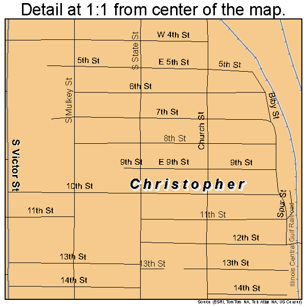 Christopher, Illinois road map detail