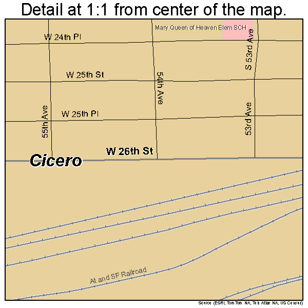 Cicero, Illinois road map detail