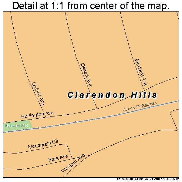 Clarendon Hills, Illinois road map detail