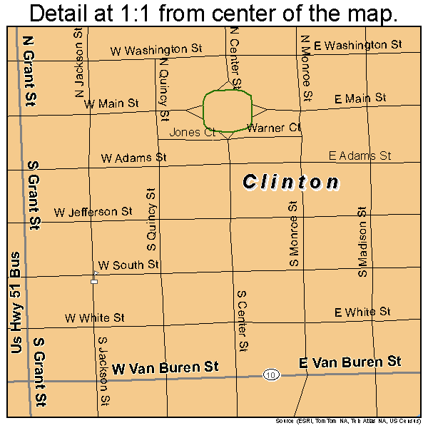 Clinton, Illinois road map detail