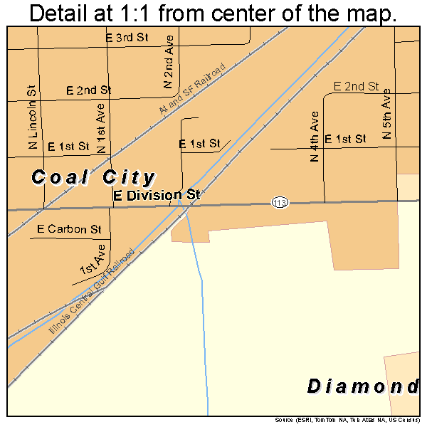 Coal City, Illinois road map detail