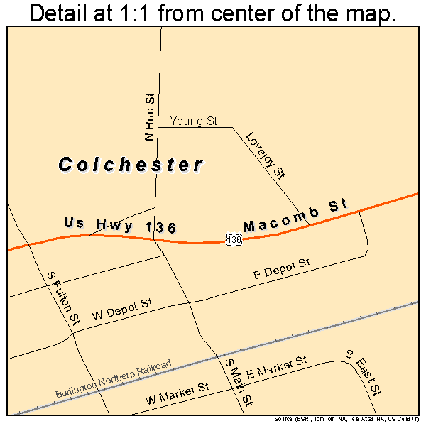 Colchester, Illinois road map detail