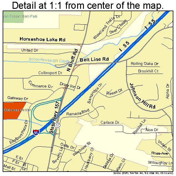 Collinsville, Illinois road map detail