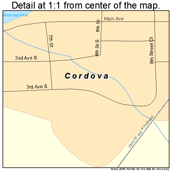 Cordova, Illinois road map detail