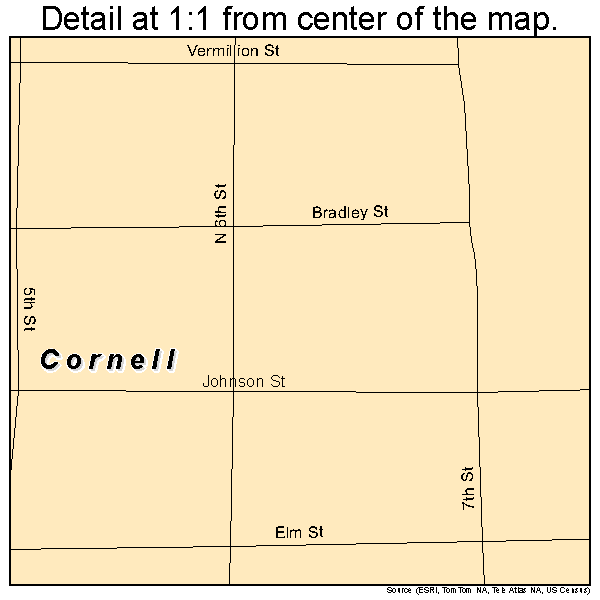 Cornell, Illinois road map detail