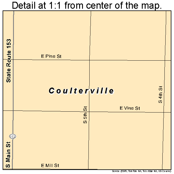 Coulterville, Illinois road map detail
