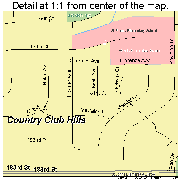 Country Club Hills, Illinois road map detail