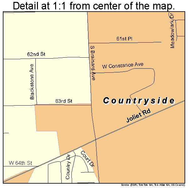 Countryside, Illinois road map detail