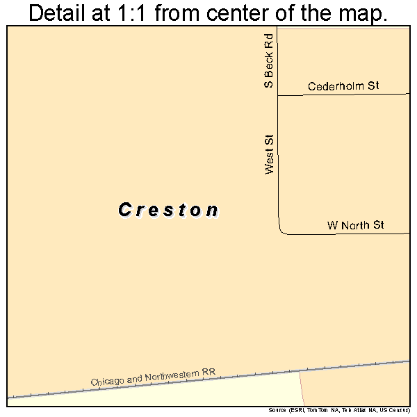 Creston, Illinois road map detail