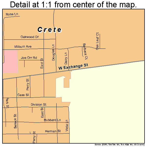 Crete, Illinois road map detail