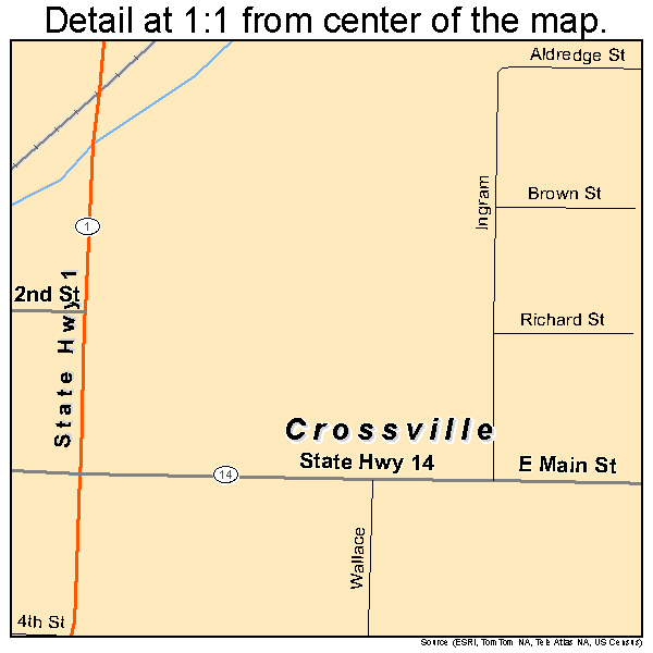 Crossville, Illinois road map detail