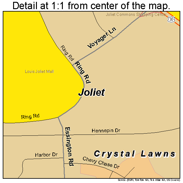 Crystal Lawns, Illinois road map detail