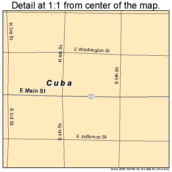 Cuba, Illinois road map detail