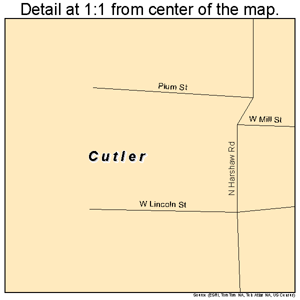 Cutler, Illinois road map detail