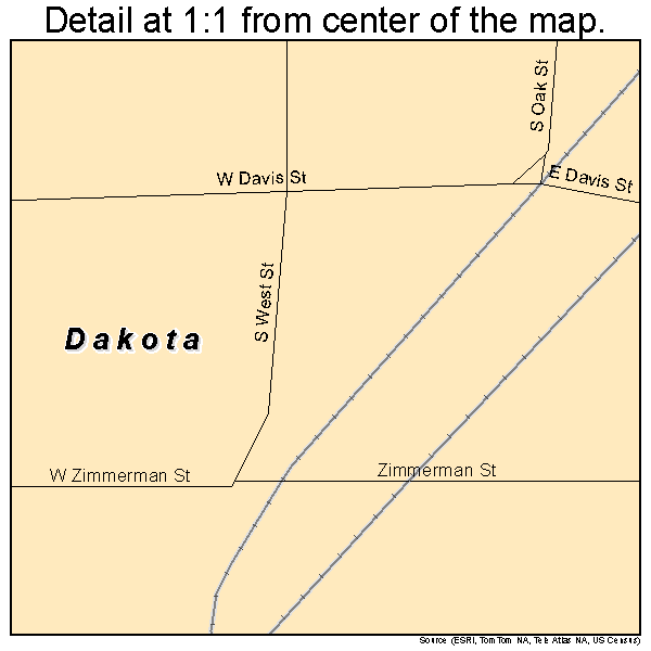 Dakota, Illinois road map detail