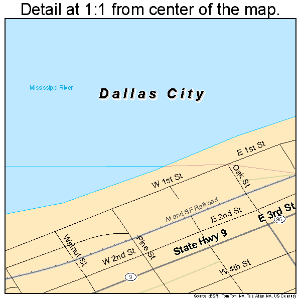 Dallas City, Illinois road map detail