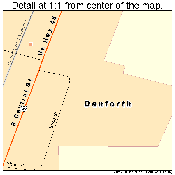 Danforth, Illinois road map detail