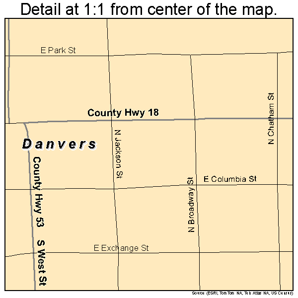 Danvers, Illinois road map detail