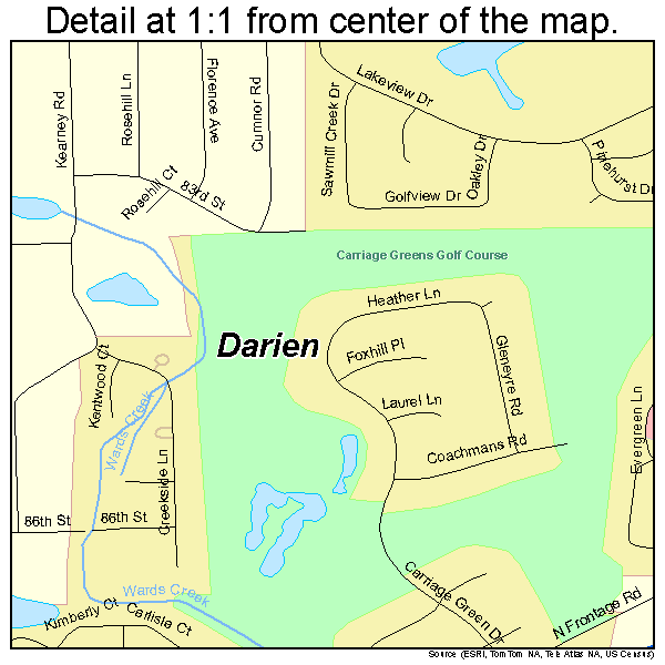 Darien, Illinois road map detail