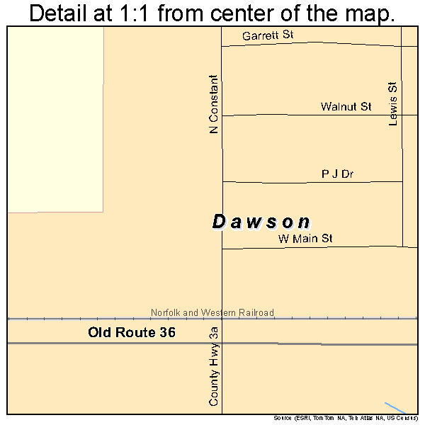 Dawson, Illinois road map detail