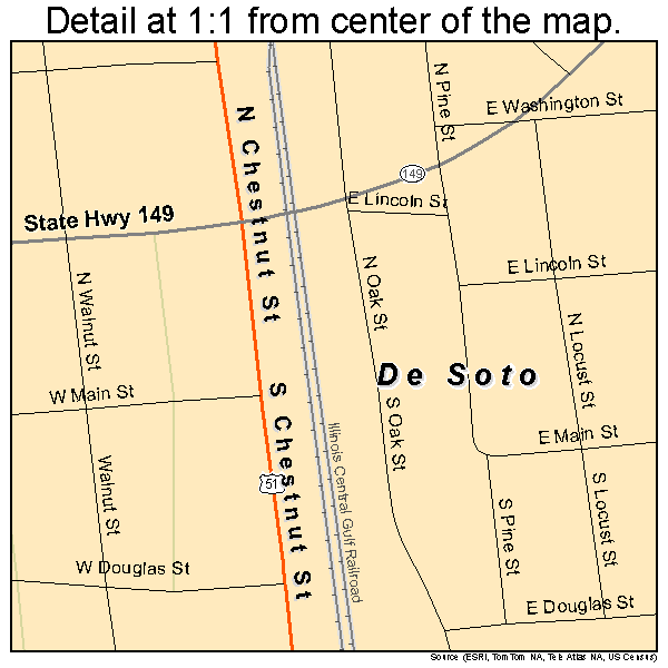 De Soto, Illinois road map detail