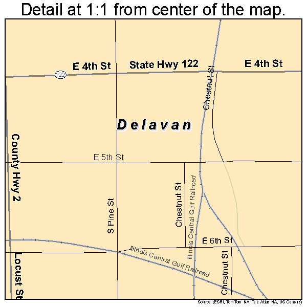 Delavan, Illinois road map detail