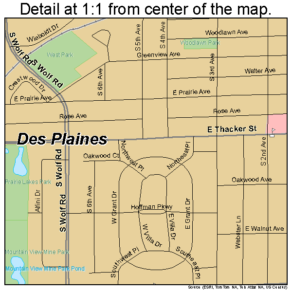 Des Plaines, Illinois road map detail