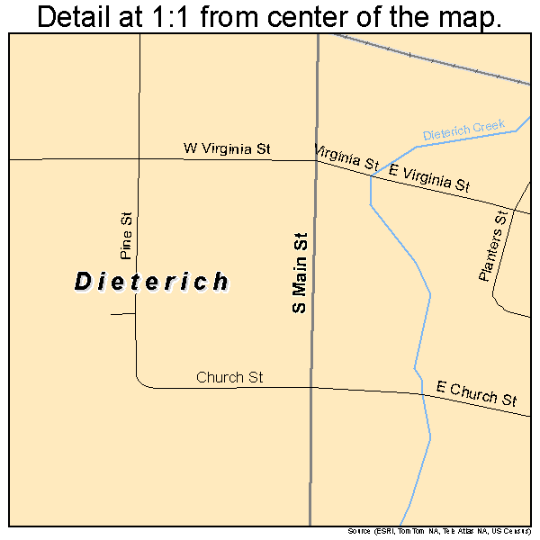 Dieterich, Illinois road map detail