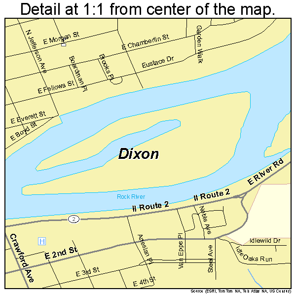 Dixon, Illinois road map detail