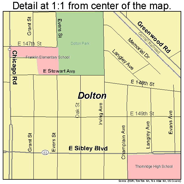 Dolton, Illinois road map detail