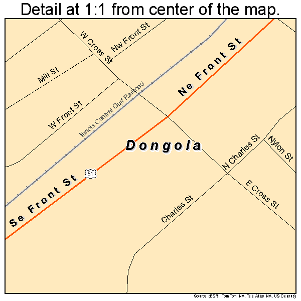 Dongola, Illinois road map detail