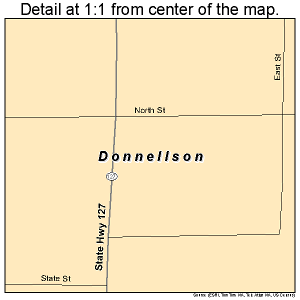 Donnellson, Illinois road map detail
