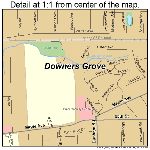Downers Grove, Illinois road map detail