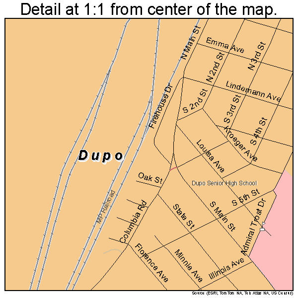 Dupo, Illinois road map detail